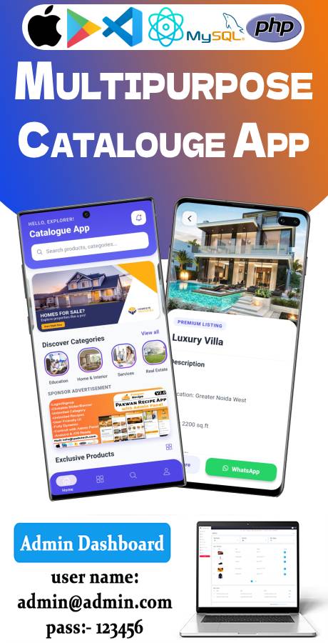 Multipurpose Digital Catalogue Android & iOS App with Website and Admin Panel V2.0