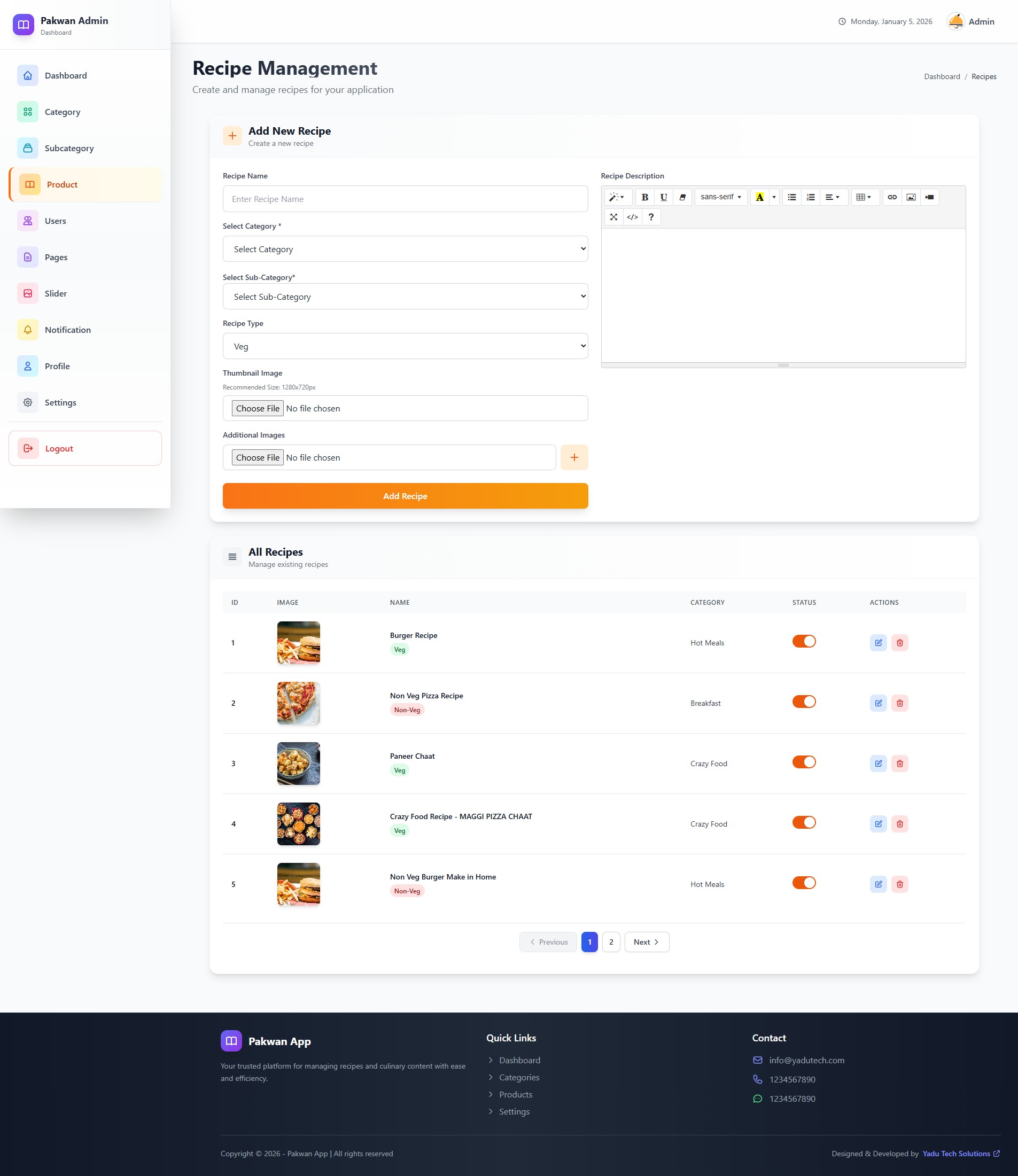Pakwan Recipe Android & iOS App with Admin Panel - V2.0