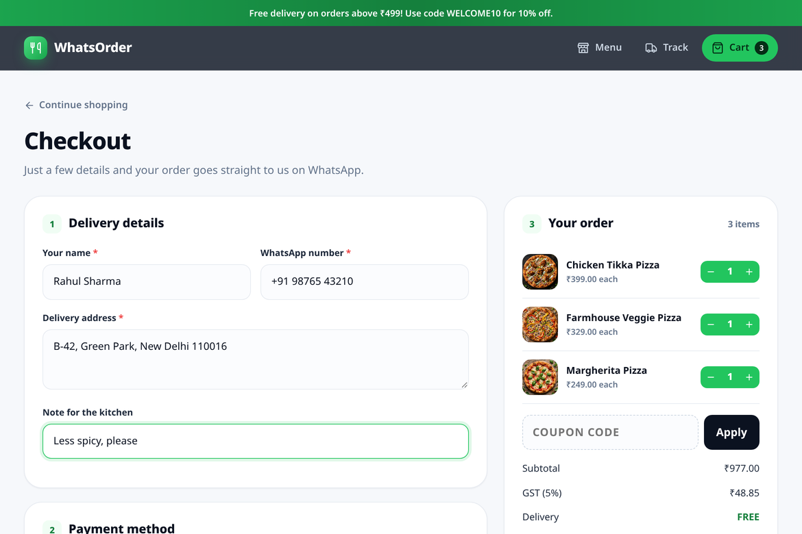 Checkout with cart